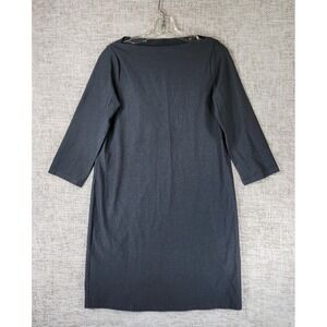 Eileen Fisher Bateau Neck Long Tunic Dress Womens XXS Charcoal Knit EUC